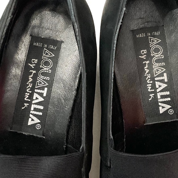 Black Aquatalia by Marvin K Suede Stretchy Slip On Comfort Platform Loafer Sz 9 - Picture 6 of 13